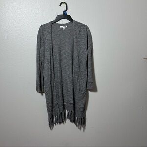 Sonoma Women Fringe Open‎ Gray Cardigan size PXS